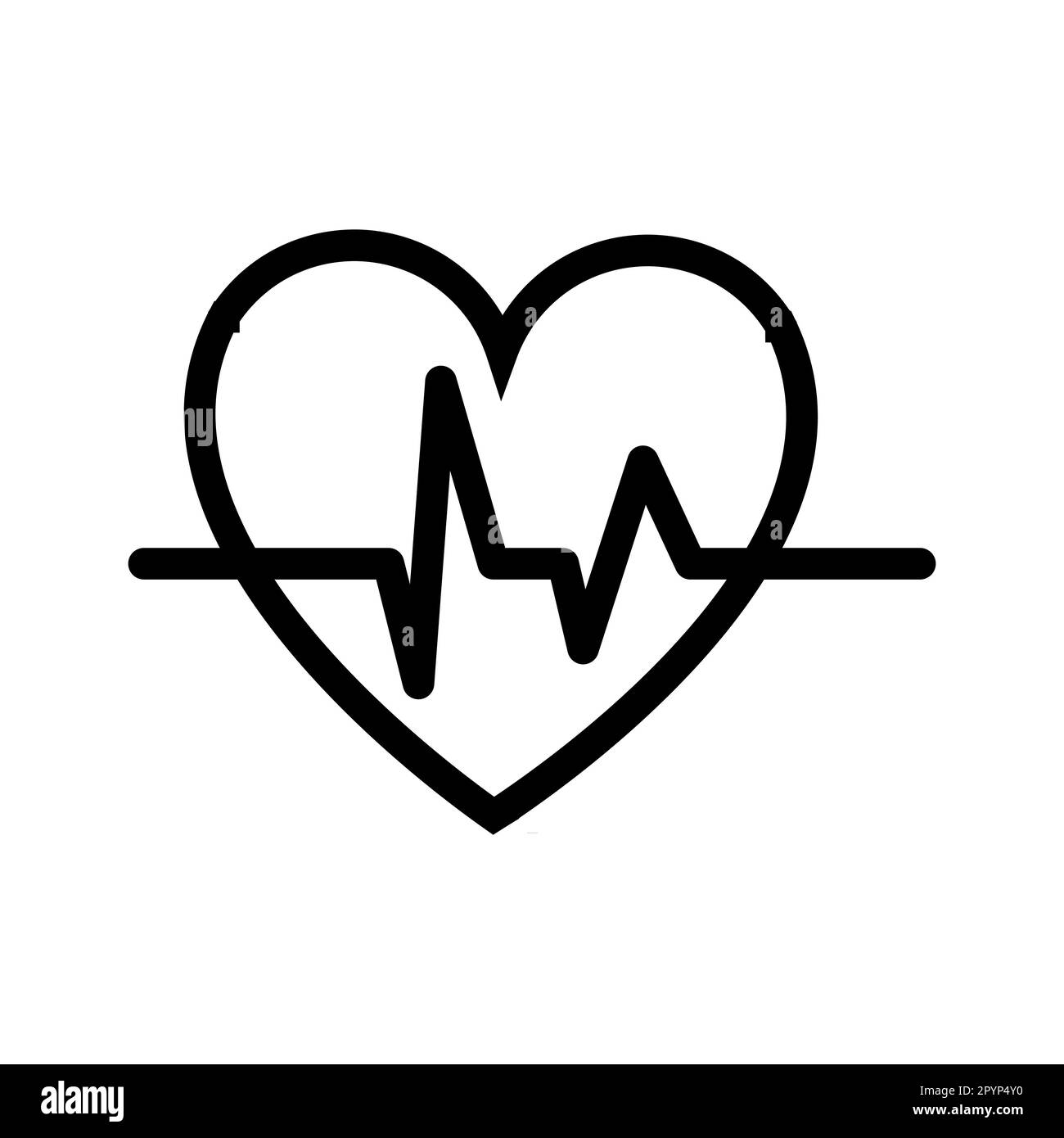 Abstract heart with a cardiogram pattern and pulse, simple black and