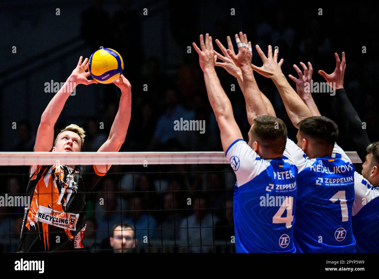 Friedrichshafen, Germany. 04th May, 2023. Volleyball, men Bundesliga, VfB Friedrichshafen