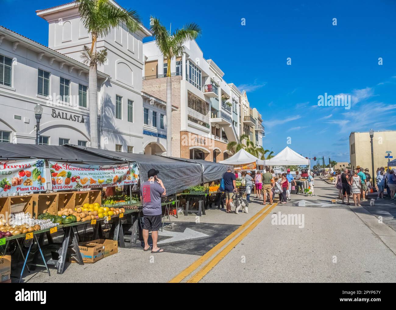 Booths at the Farmers Market in Punta Gorda Florida USA Stock Photo
