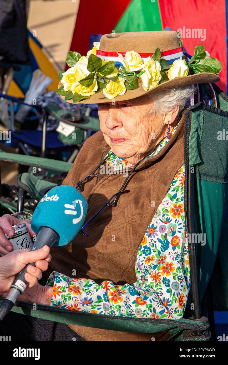 Royal superfans prepare for the coronation of King Charles III on Saturday 6th May Stock Photo