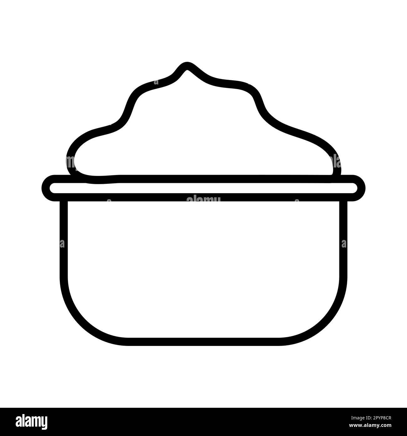 Black and white icon is a simple linear glamorous cosmetics round jar with hand cream for the feet of the face and body, for moisturizing and skin car Stock Vector