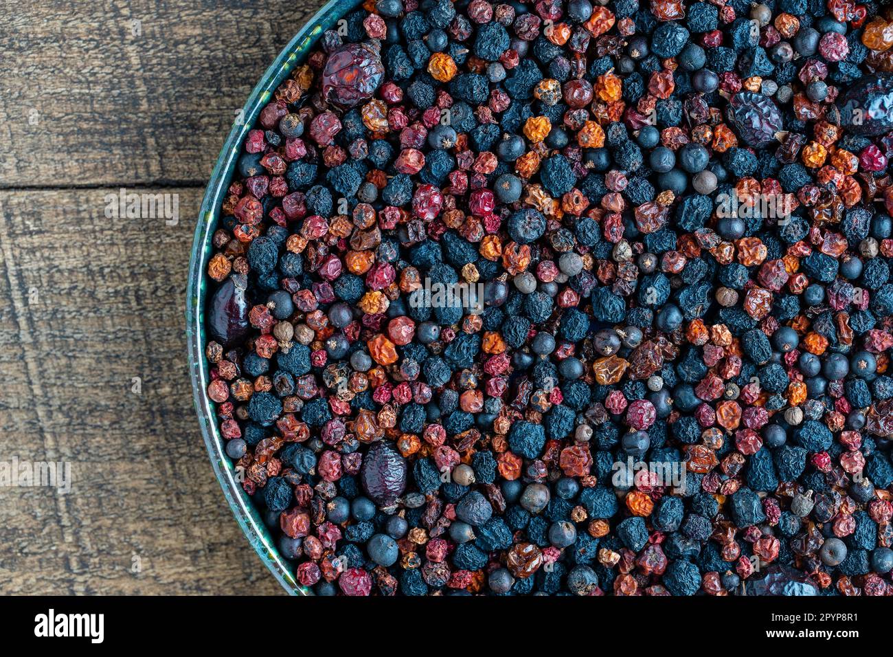 Homemade dried wild berries in background, close up, top view. Food ...