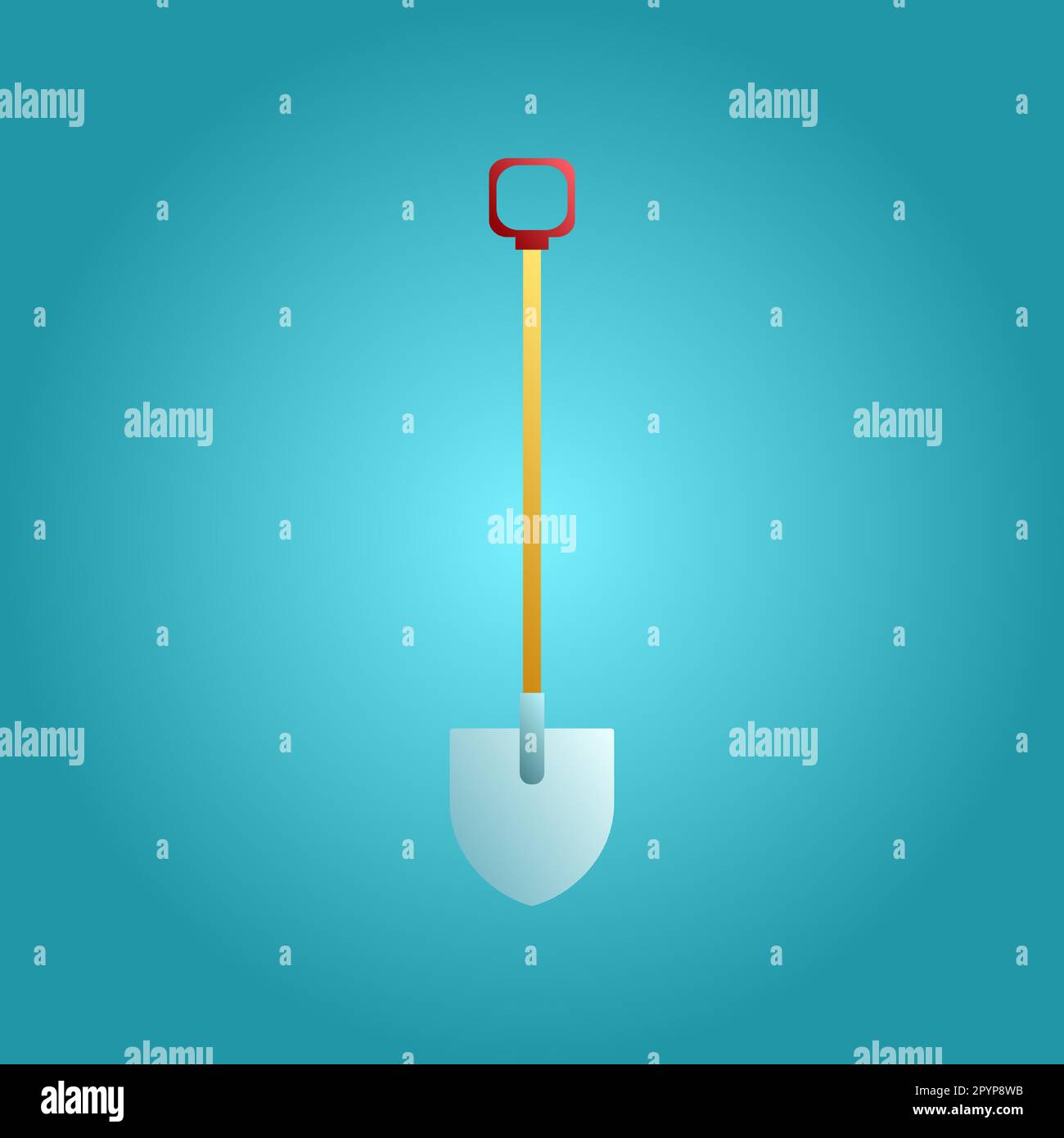 Tool for repair and construction a metal shovel for digging the earth and demolition and gardening on a blue background. Vector illustration. Stock Vector