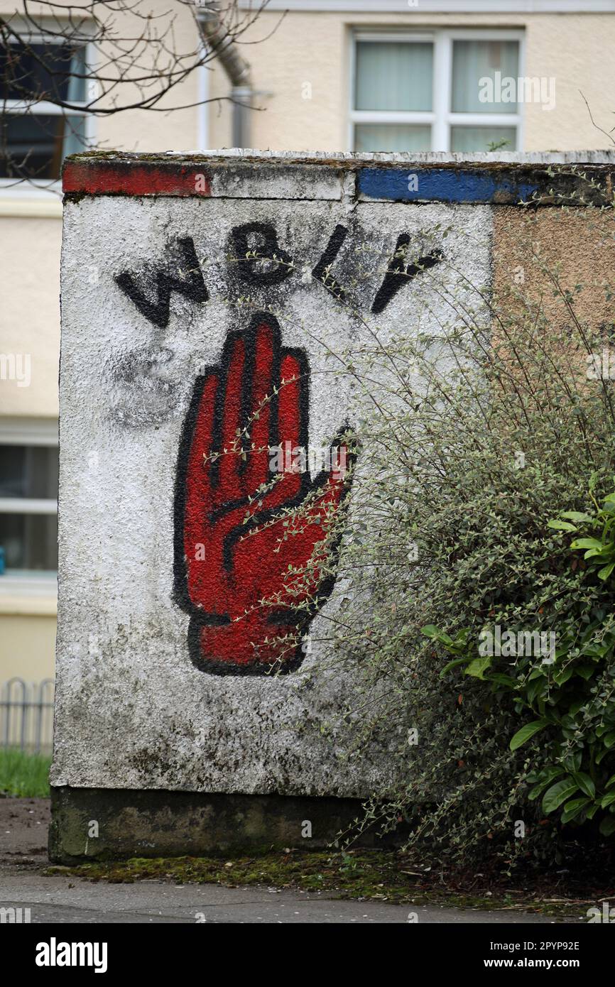 Red Hand of Ulster at the Fountain Estate in Derry Stock Photo Alamy