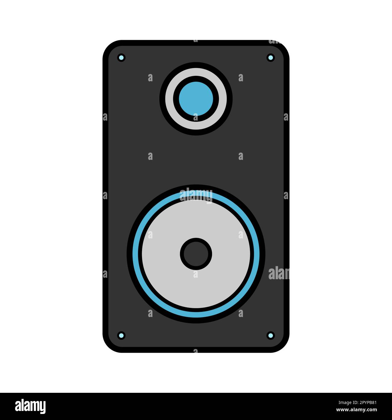Vector illustration of black flat icon of simple modern digital music ...