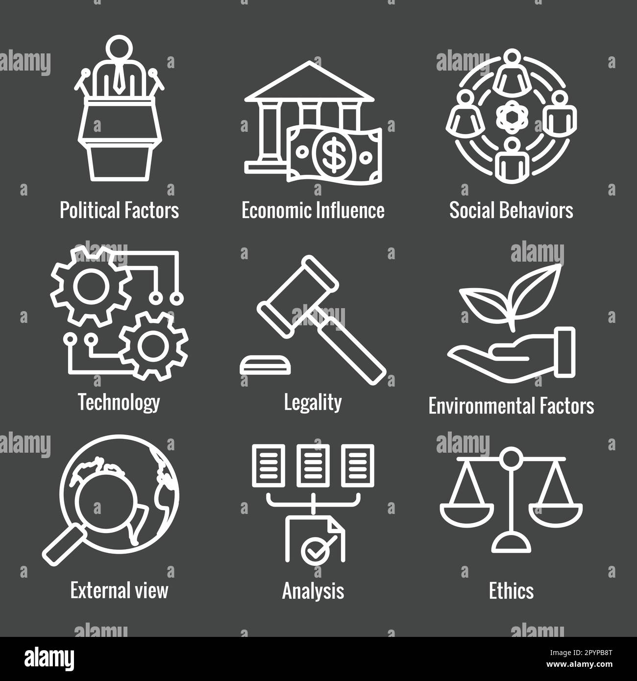 Business Analysis with Pestel Methods Icon Set Stock Vector Image & Art ...