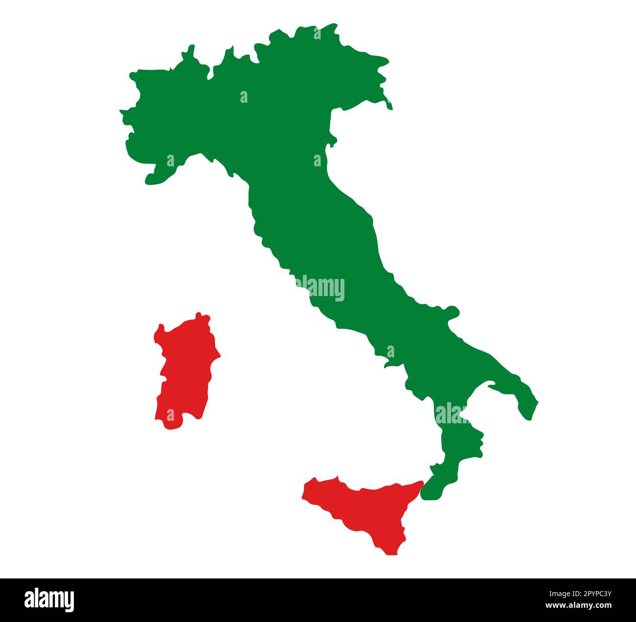 Map of Italy in green on a white background. Italy vector map. Italy