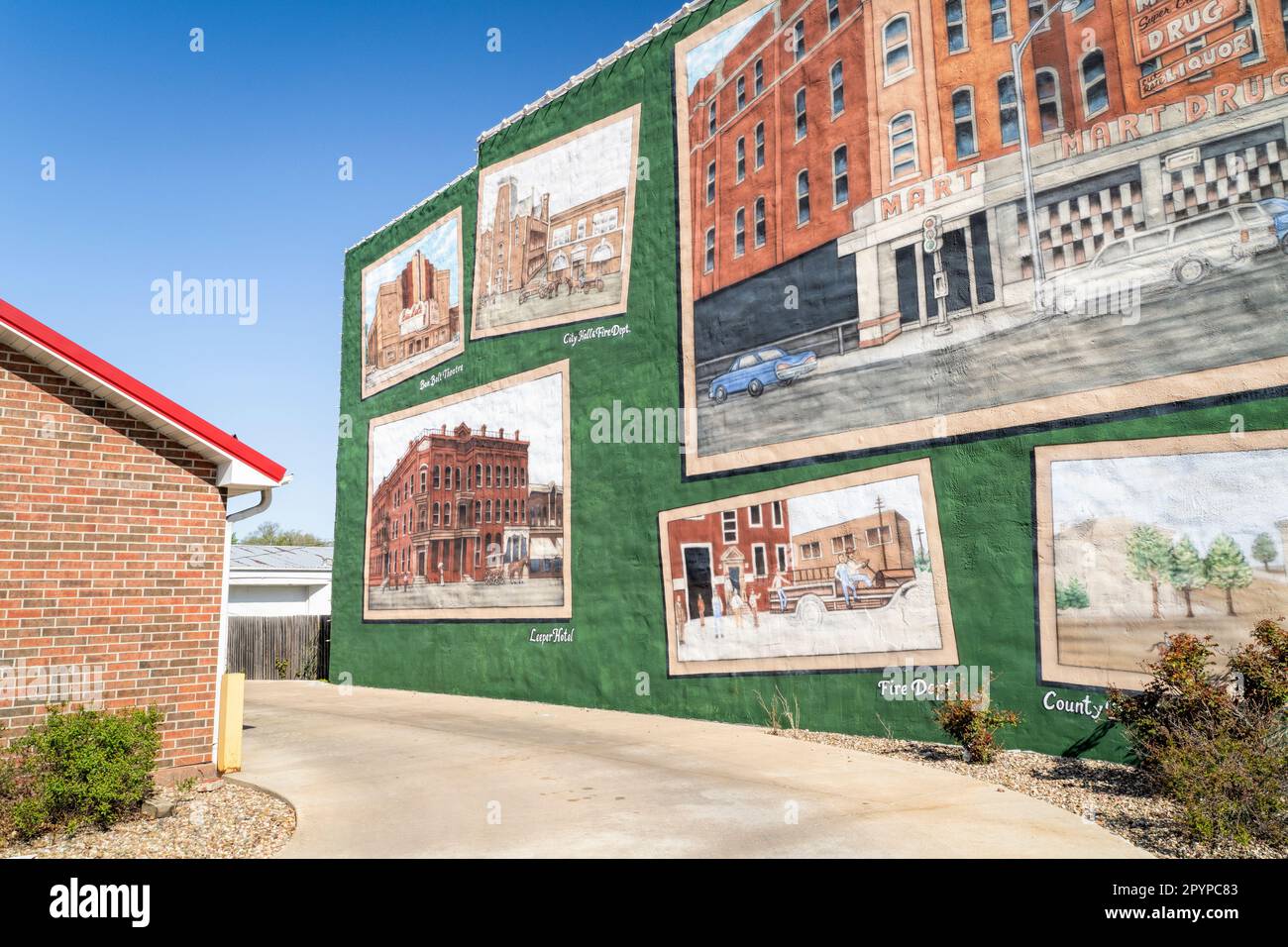 Chillicothe, MO, USA April 23, 2023 Building mural depicting