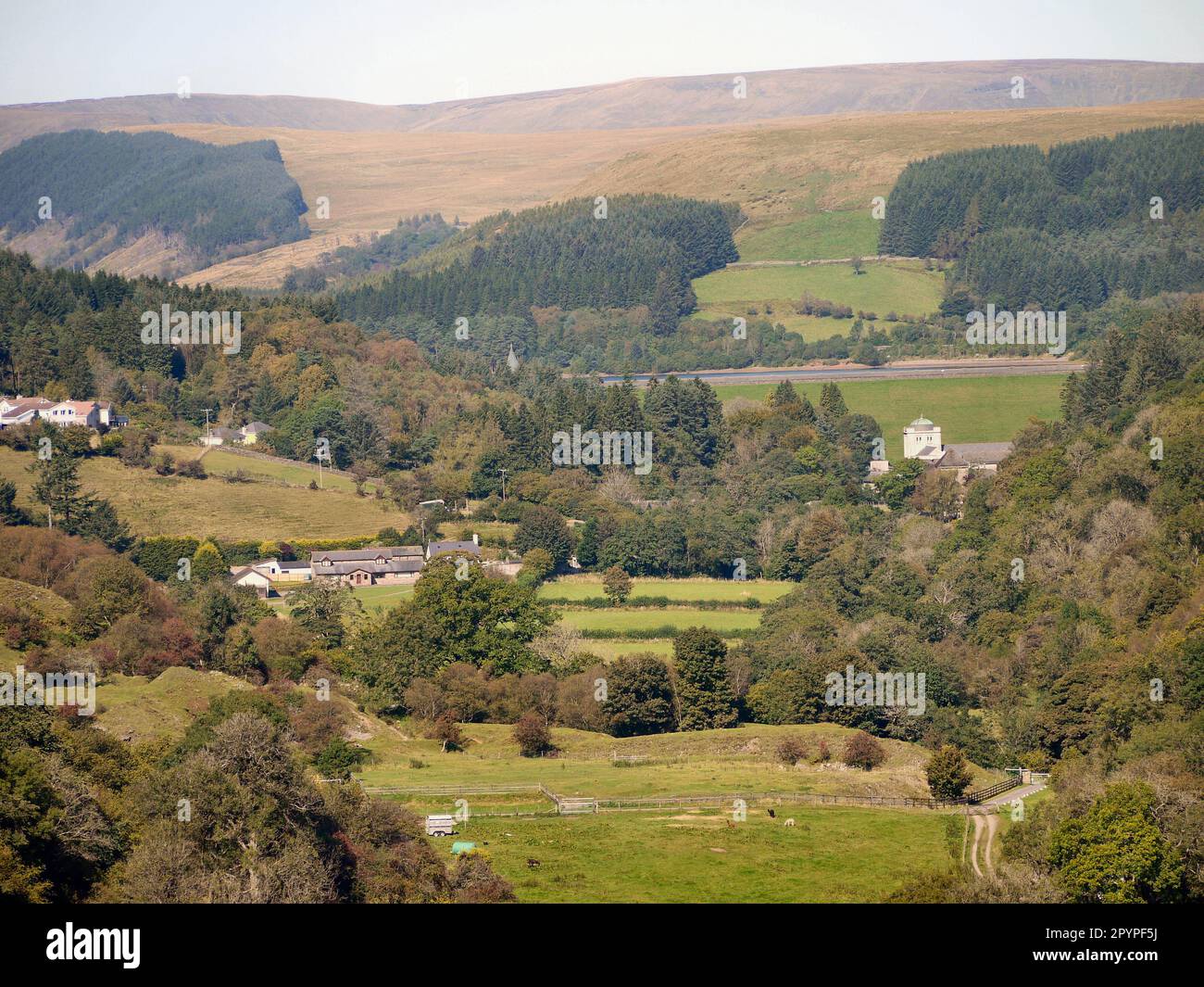Pontsticill village, Merthyr Tydfil, South Wales, seen from the viewing