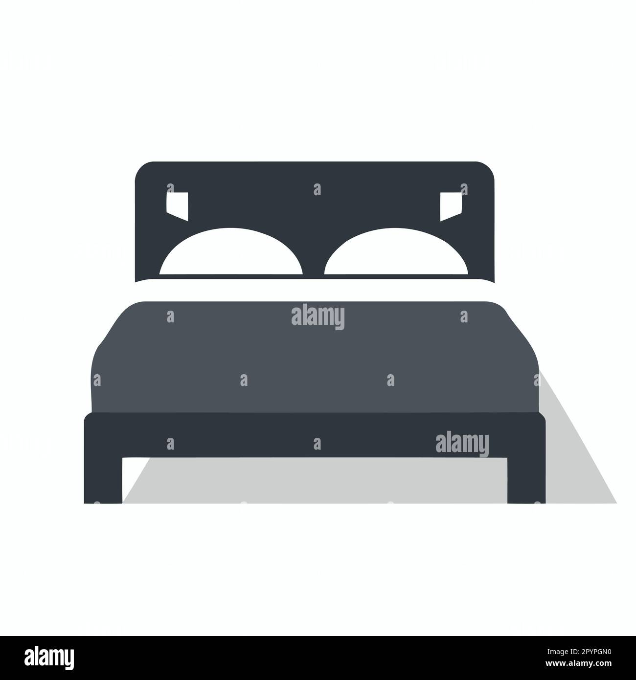 double bed with bedding and pillows minimalist vector illustration ...