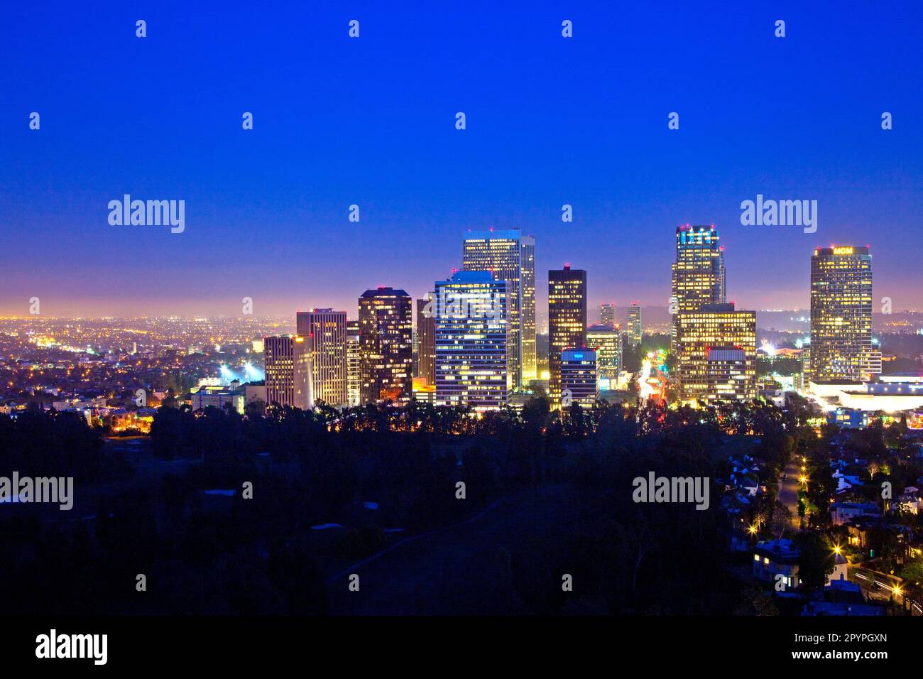 Los angeles skyline century city hires stock photography and images