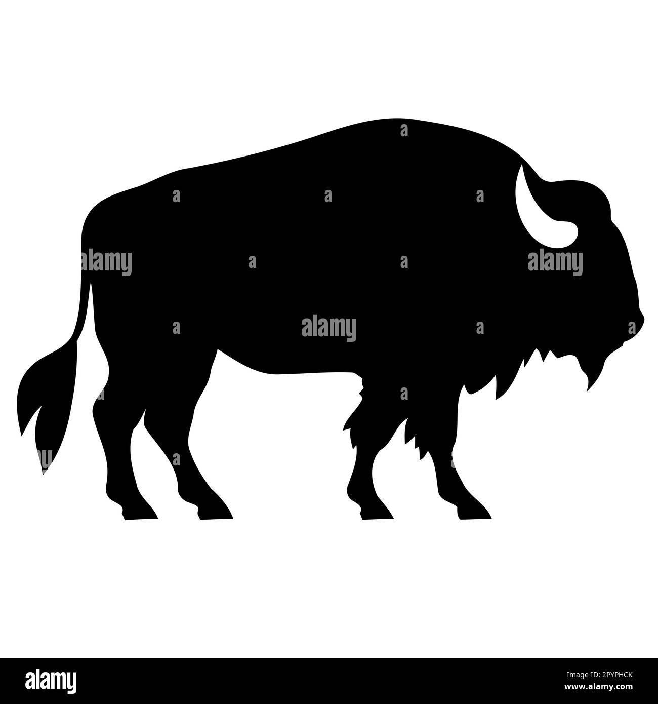 black silhouette of bison animal minimalistic vector illustration Stock ...