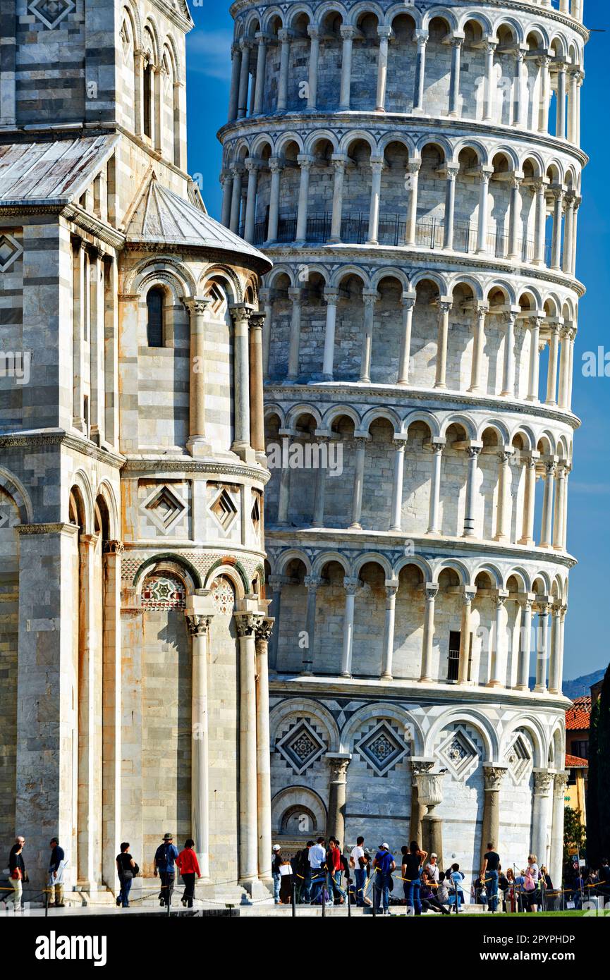 Pisa Tuscany Italy. Piazza dei Miracoli (Square of Miracles). The Cathedral and the Leaning Tower Stock Photo