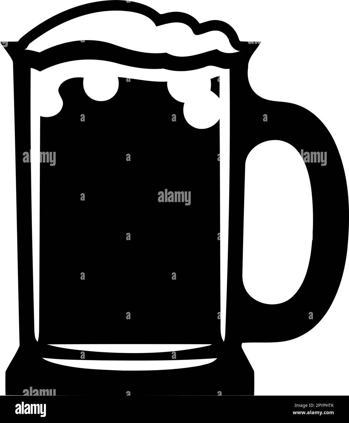 black and white beer mug minimalistic vector illustration Stock Vector