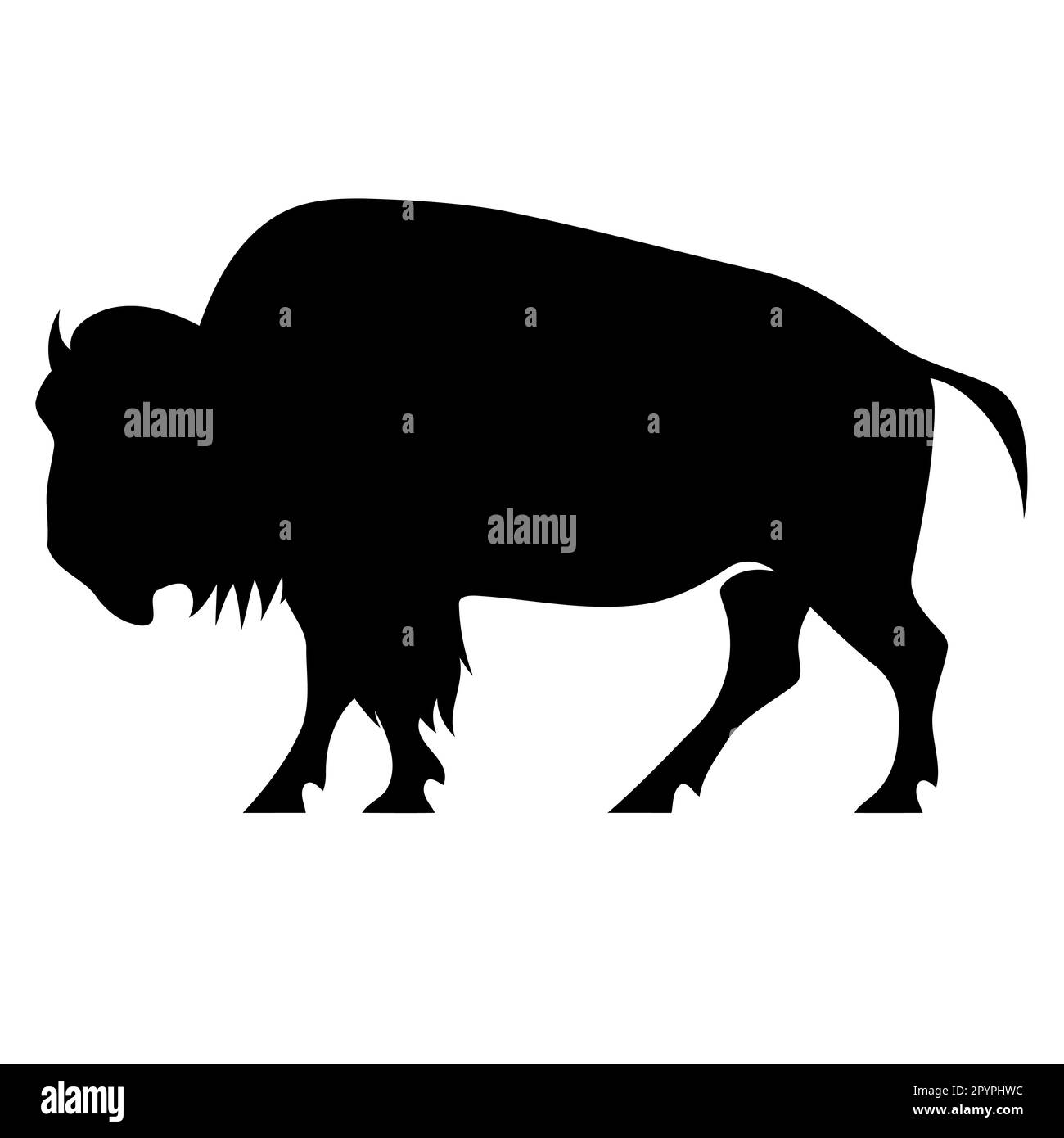 black silhouette of bison animal minimalistic vector illustration Stock ...