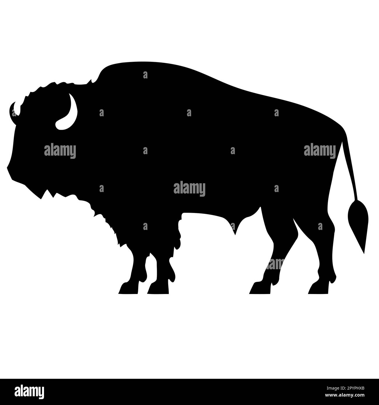 black silhouette of bison animal minimalistic vector illustration Stock ...