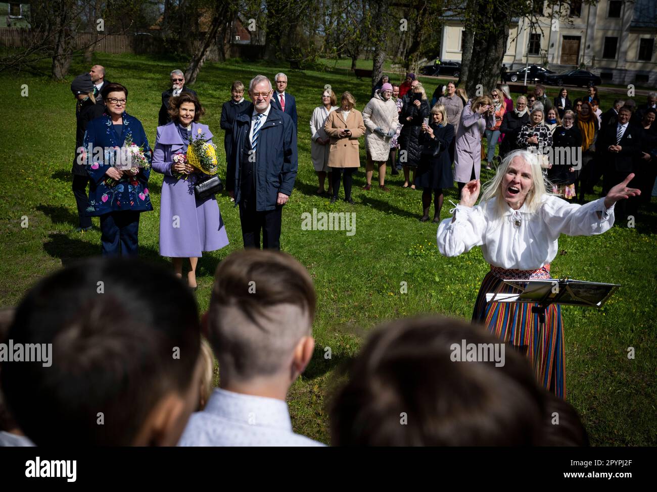 Sweden's Queen Silvia and Mrs Sirje Karis visit Tammistu Centre Estonia ...