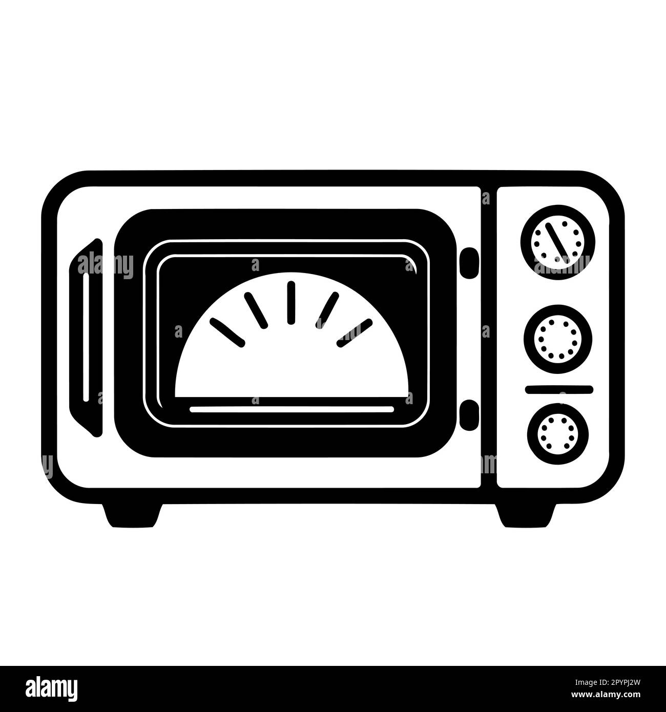 kitchen electronic microwave oven in black and white minimalistic