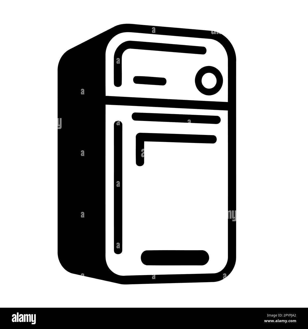 refrigerator kitchen object in black and white minimalist vector illustration Stock Vector Image