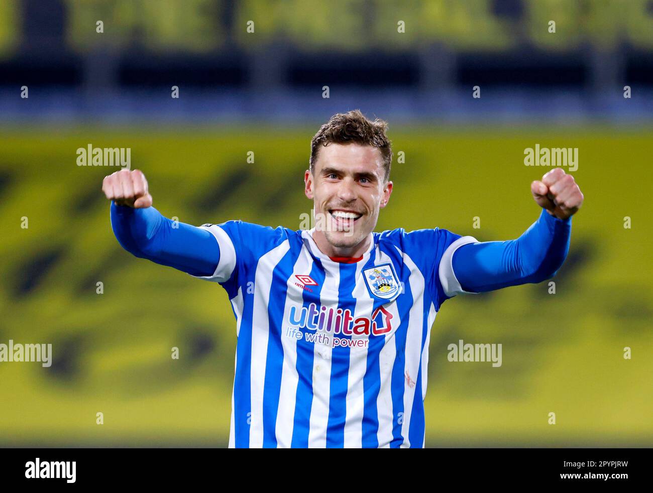 Huddersfield Town's Josh Ruffels celebrates at the end of the Sky Bet