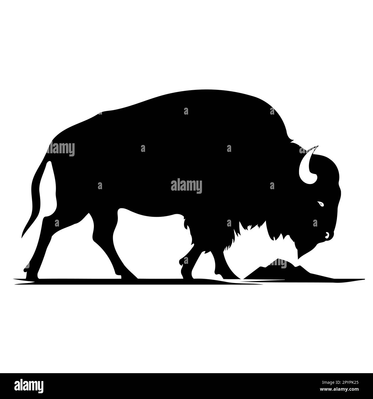 black silhouette of bison animal minimalistic vector illustration Stock ...