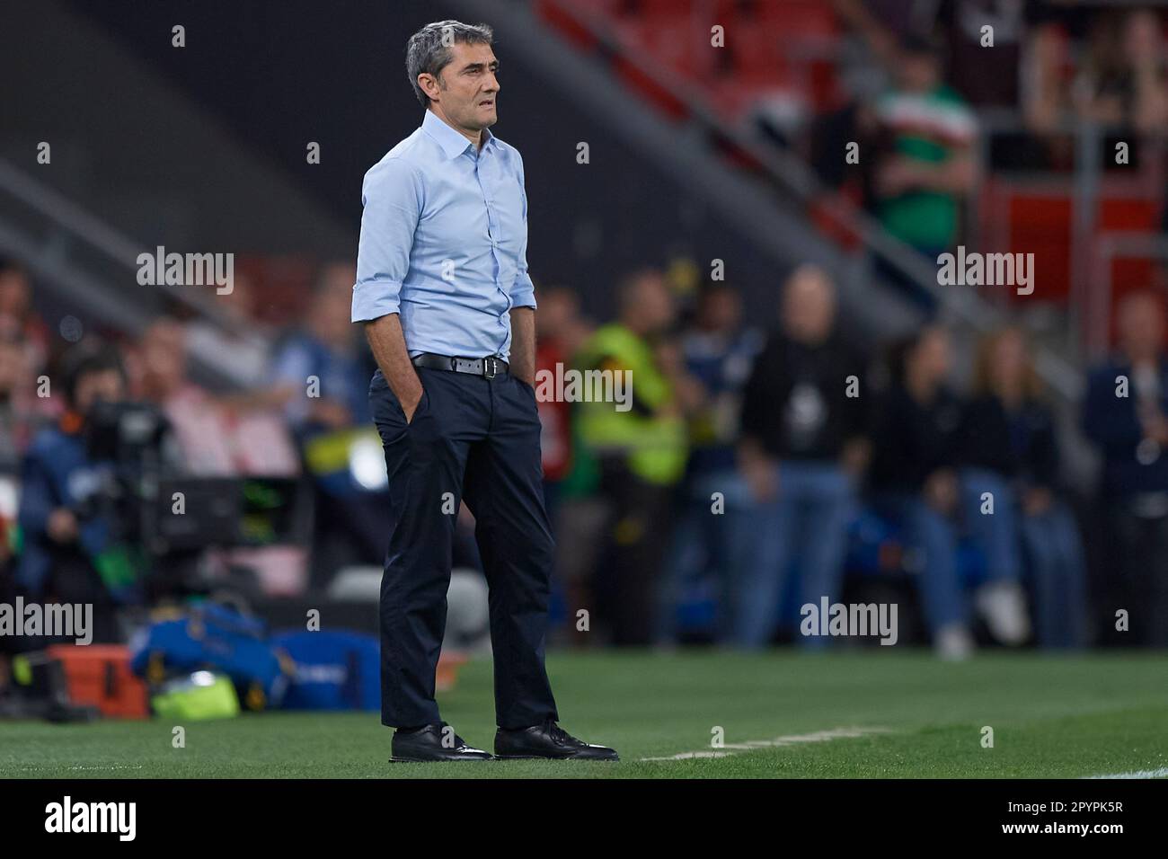 Bilbao, Spain. May 4, 2023, Athletic Club head coach Ernesto Valverde during the La Liga match between Athletic Club and Real Betis played at San Mames Stadium on May 4, 2023 in Bilbao, Spain. (Photo by Cesar Ortiz / PRESSIN) Stock Photo