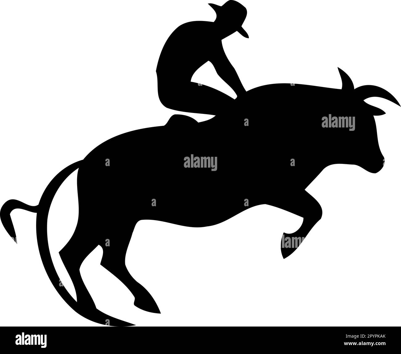 cowboy man riding a bull at a rodeo bull riding black and white