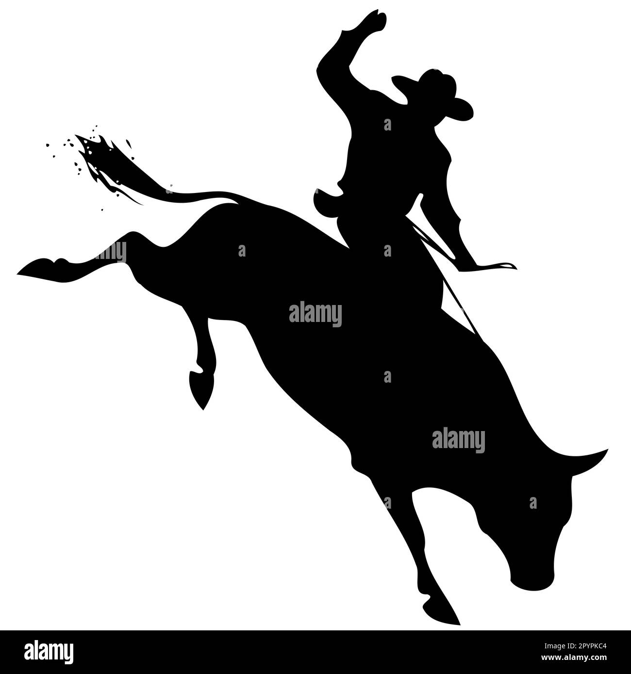 cowboy man riding a bull at a rodeo bull riding black and white