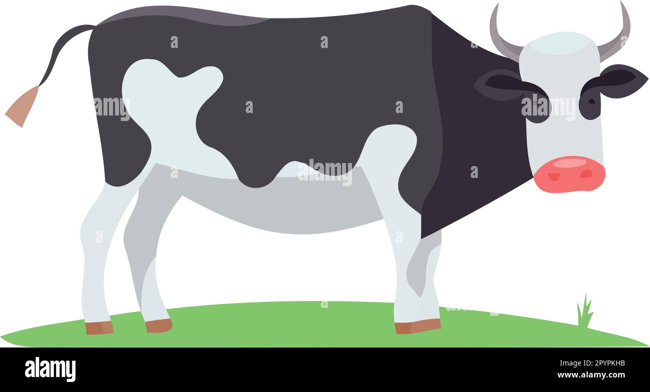 animal mammal cow in a grass field minimalist vector illustration Stock ...