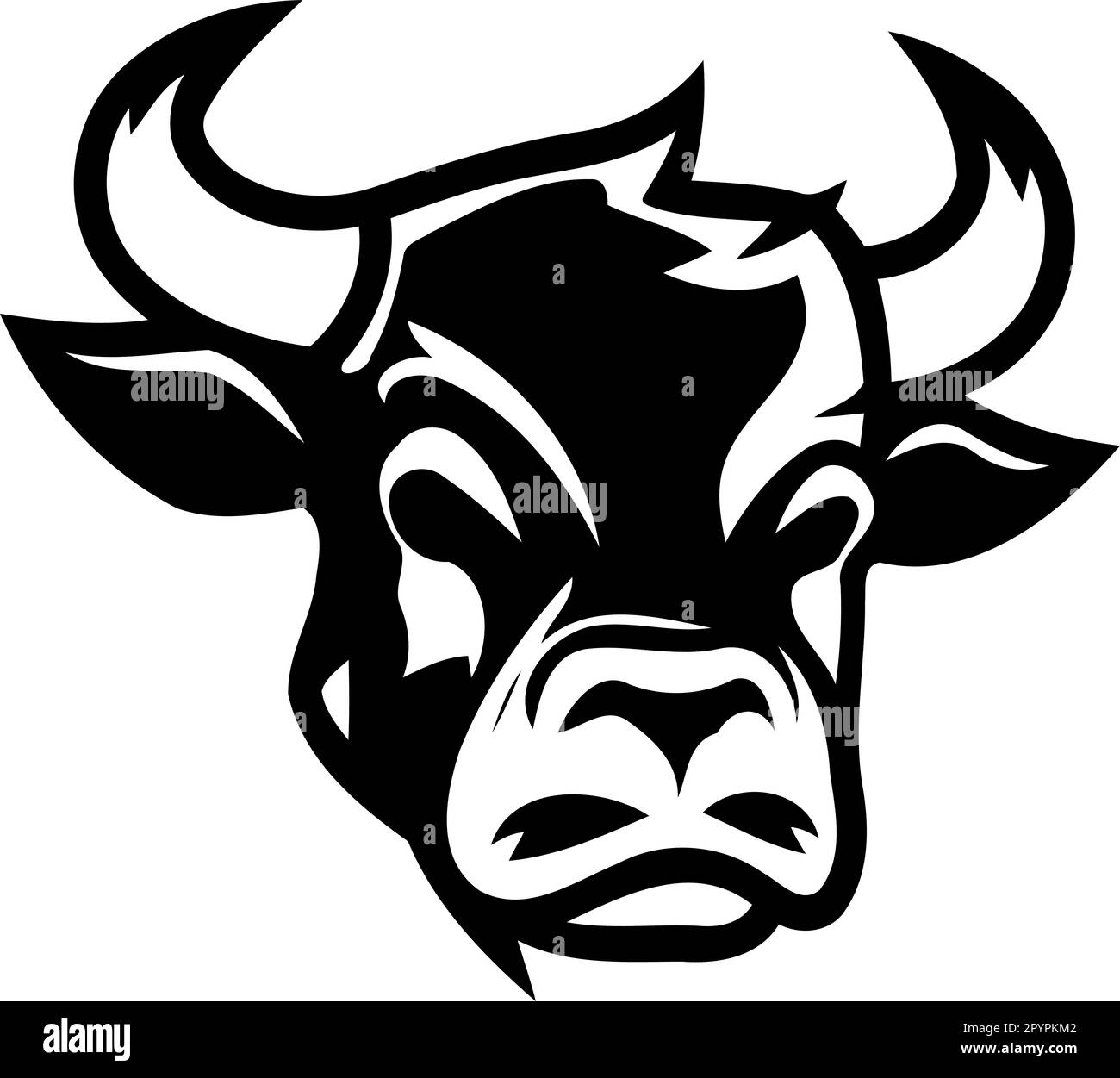 black and white cow head logo minimalist vector illustration Stock ...