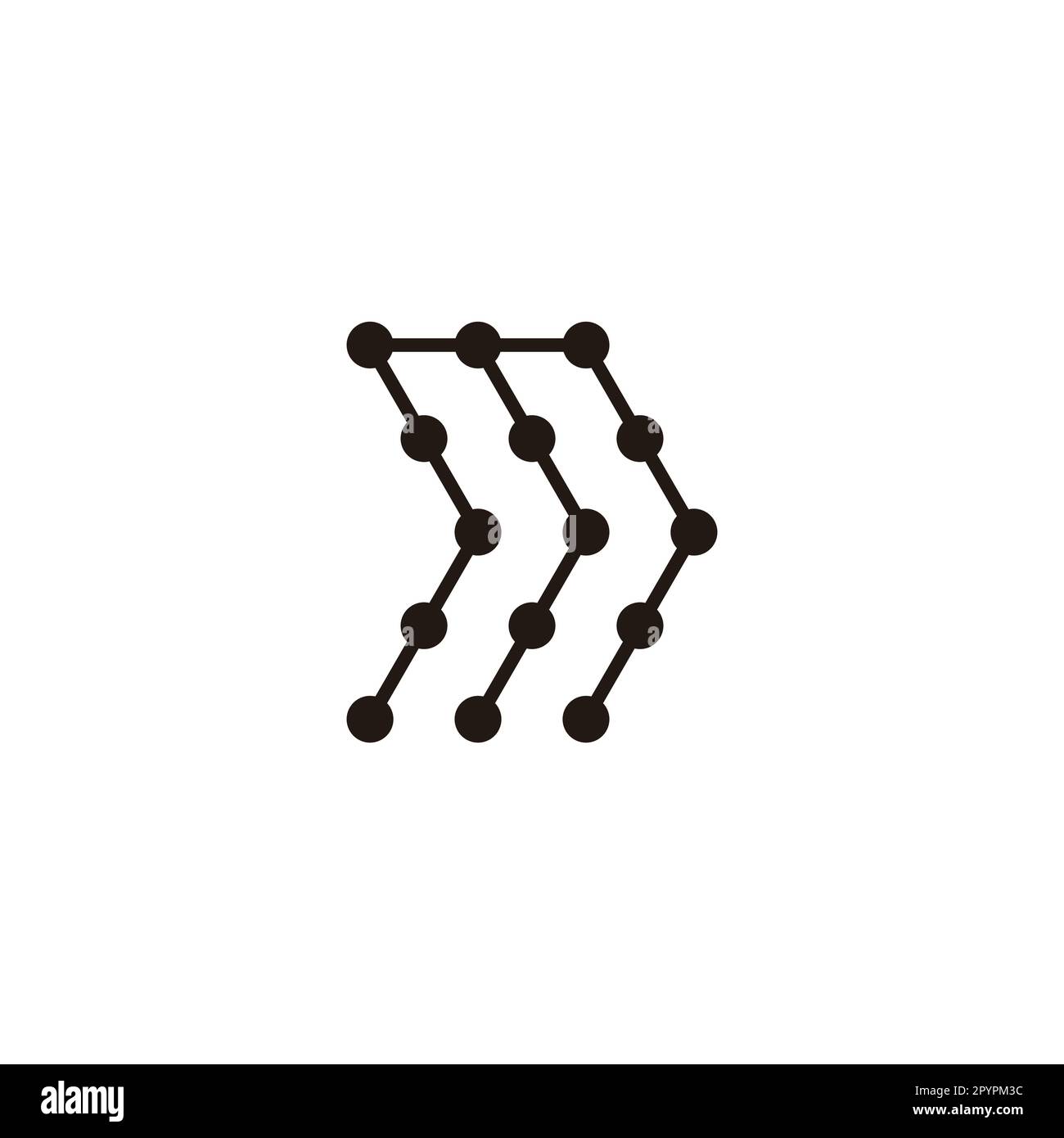 Letter M direction, molecules geometric symbol simple logo vector Stock Vector