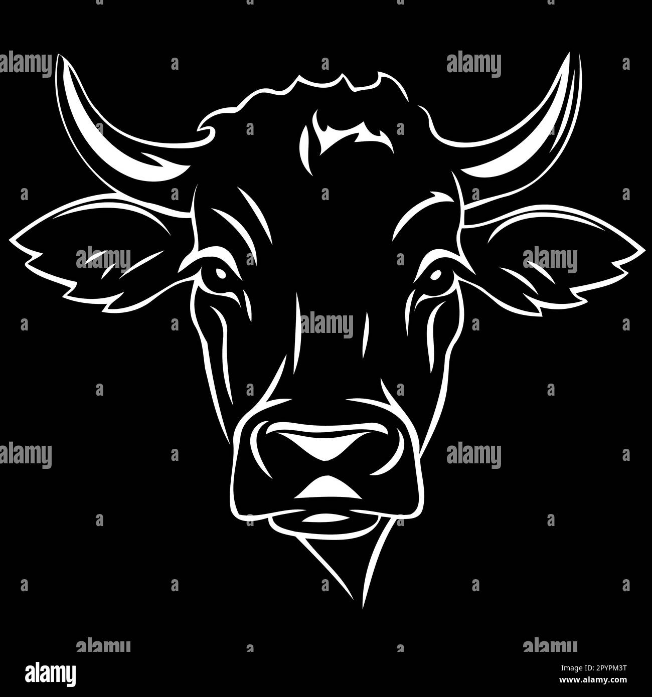 black and white cow head logo minimalist vector illustration Stock ...