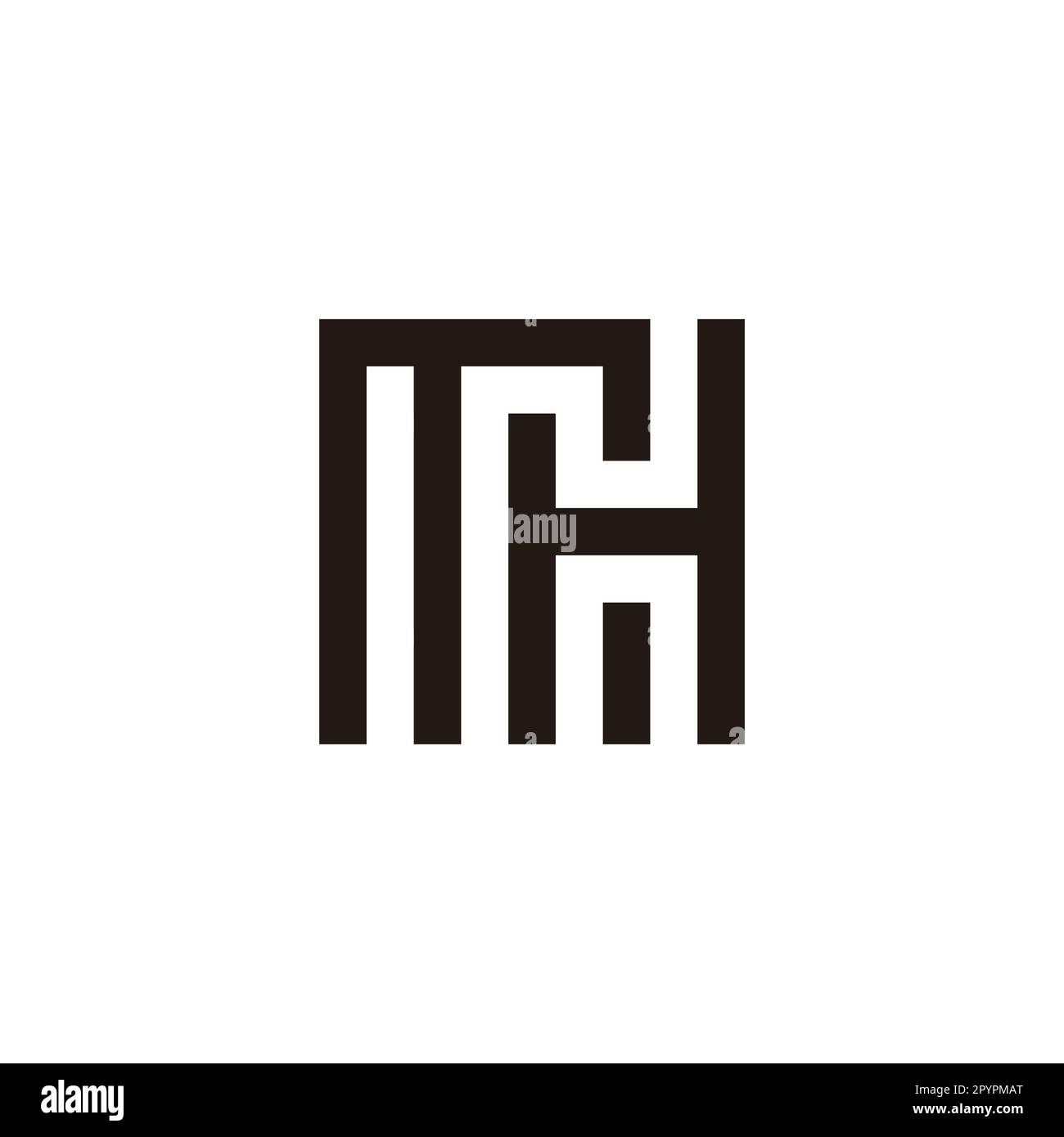 Letter M and H square, combination geometric symbol simple logo vector