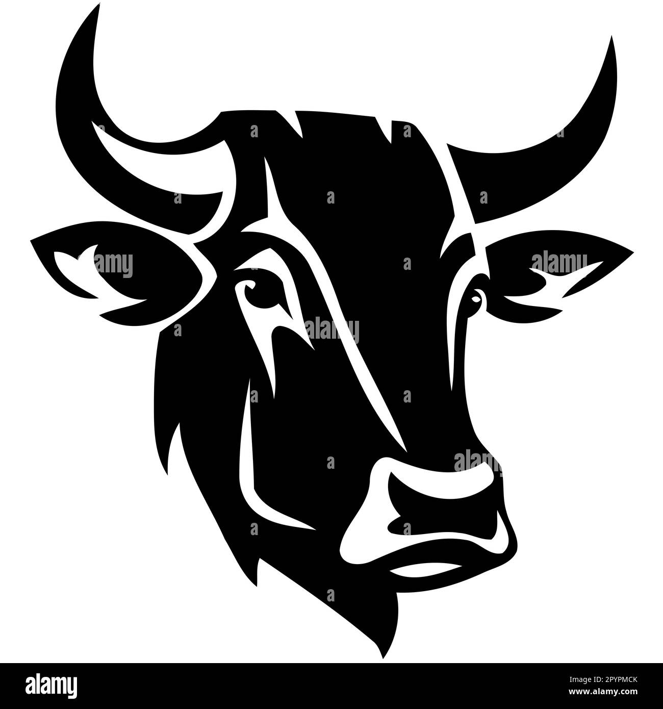 black and white cow head logo minimalist vector illustration Stock ...