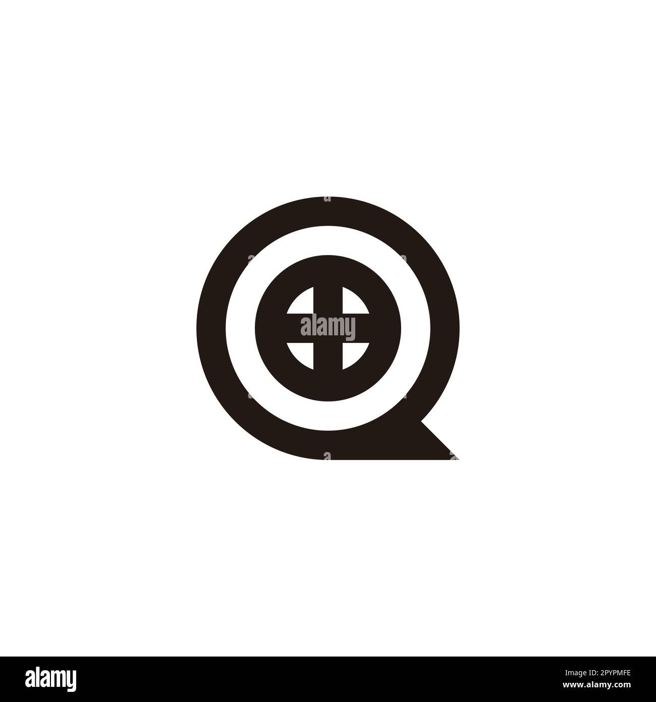 Letter Q window, circle geometric symbol simple logo vector Stock Vector