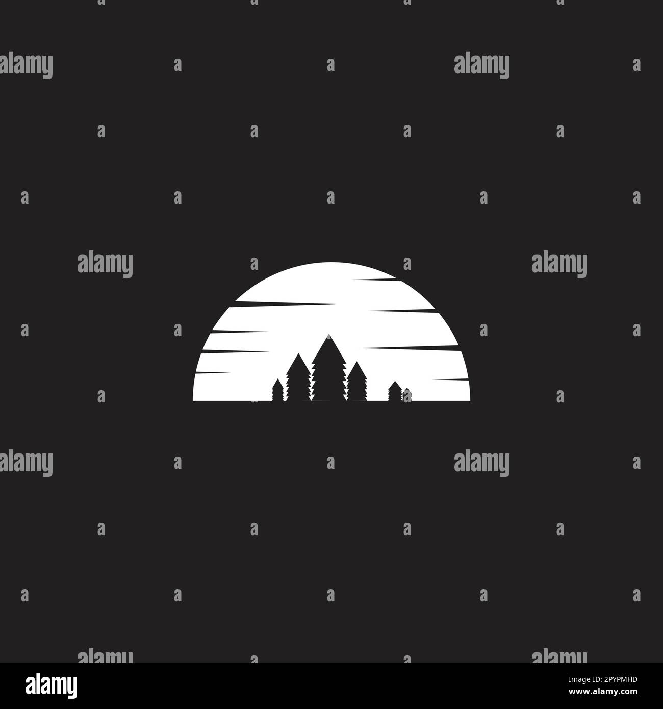Night, tree, forest geometric symbol simple logo vector Stock Vector