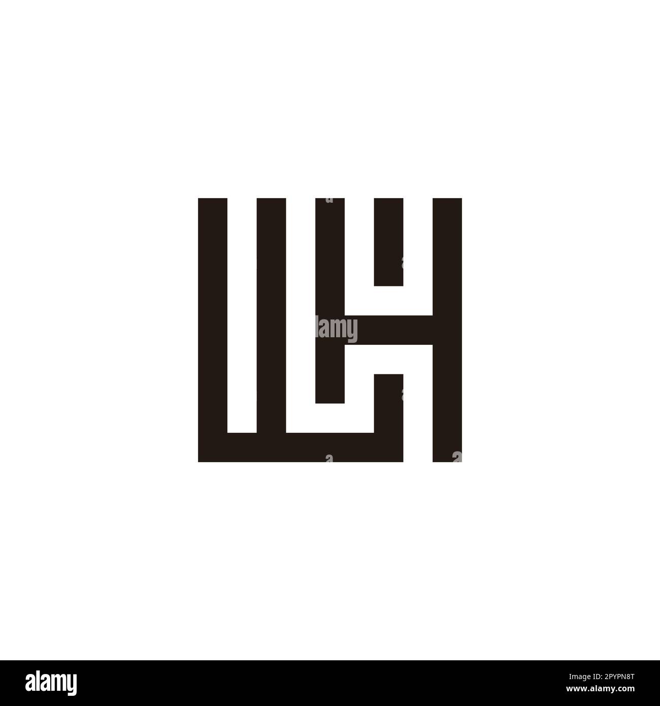 Letter W and H square, combination geometric symbol simple logo vector