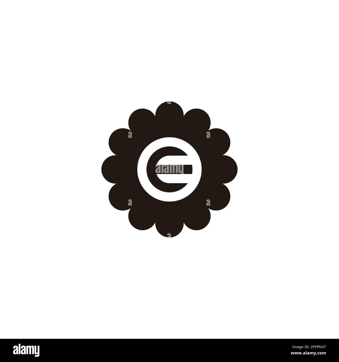 Letter E in flower geometric symbol simple logo vector Stock Vector