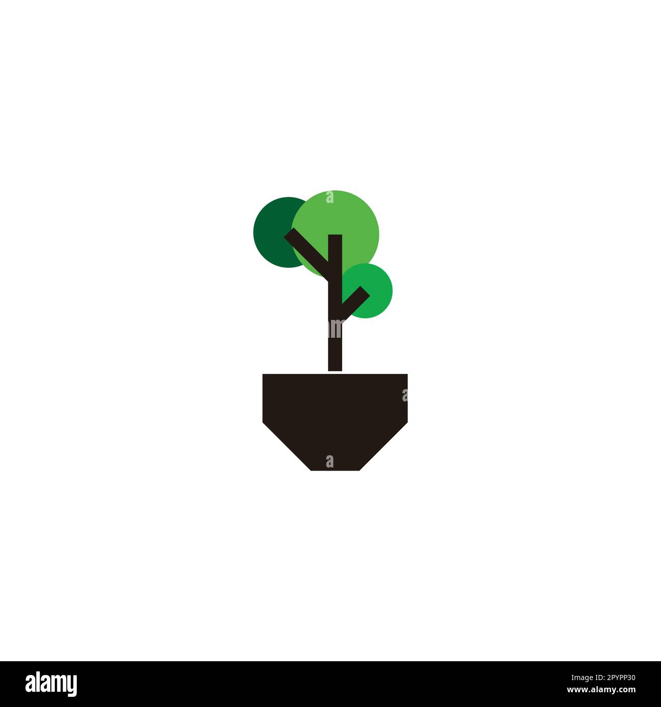 Tree, pot geometric symbol simple logo vector Stock Vector