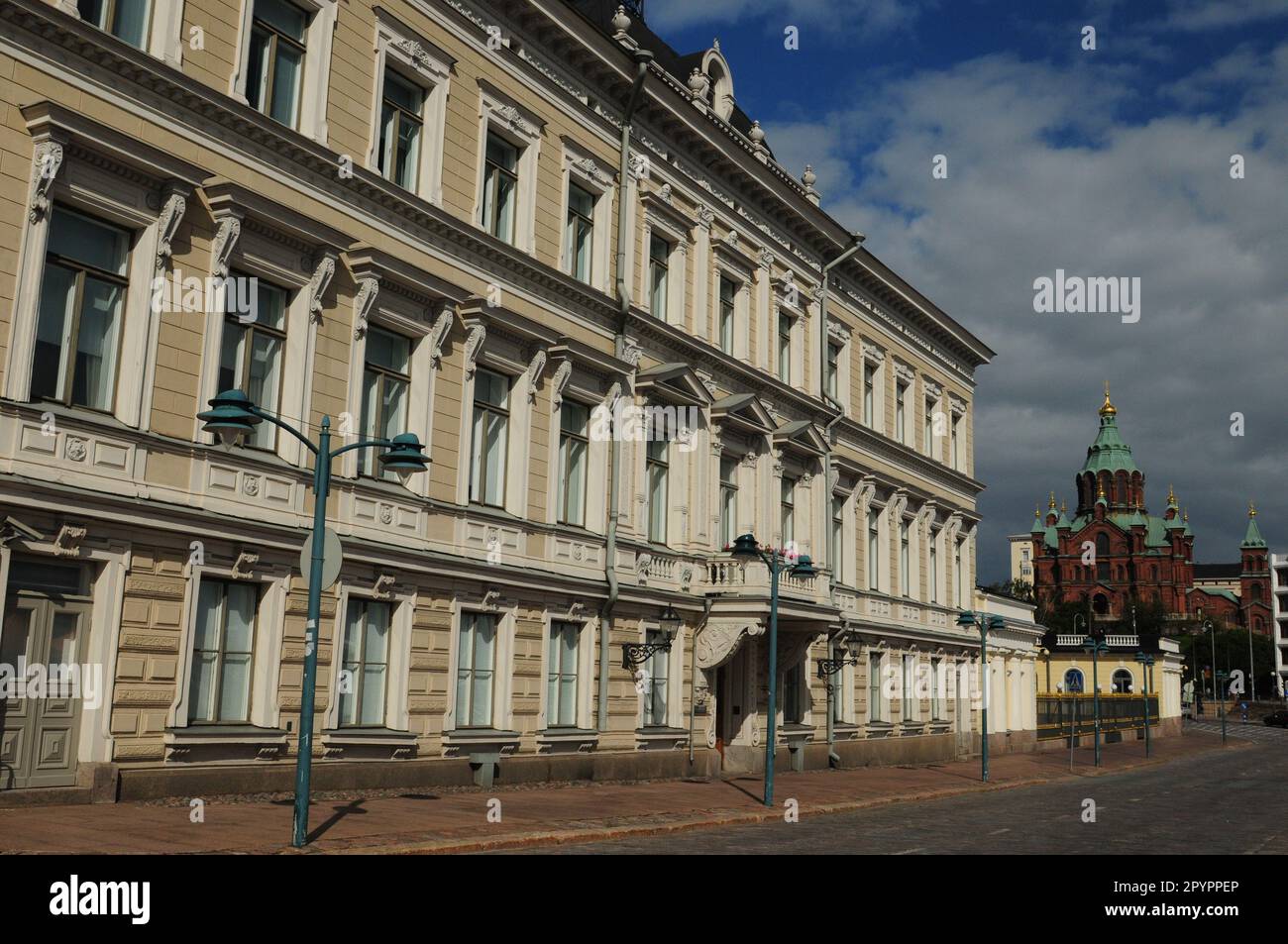 Presidential Palace And Uspenski Church In Helsinki Finland On A Beautiful Sunny Summer Day With A Clear Blue Sky Stock Photo