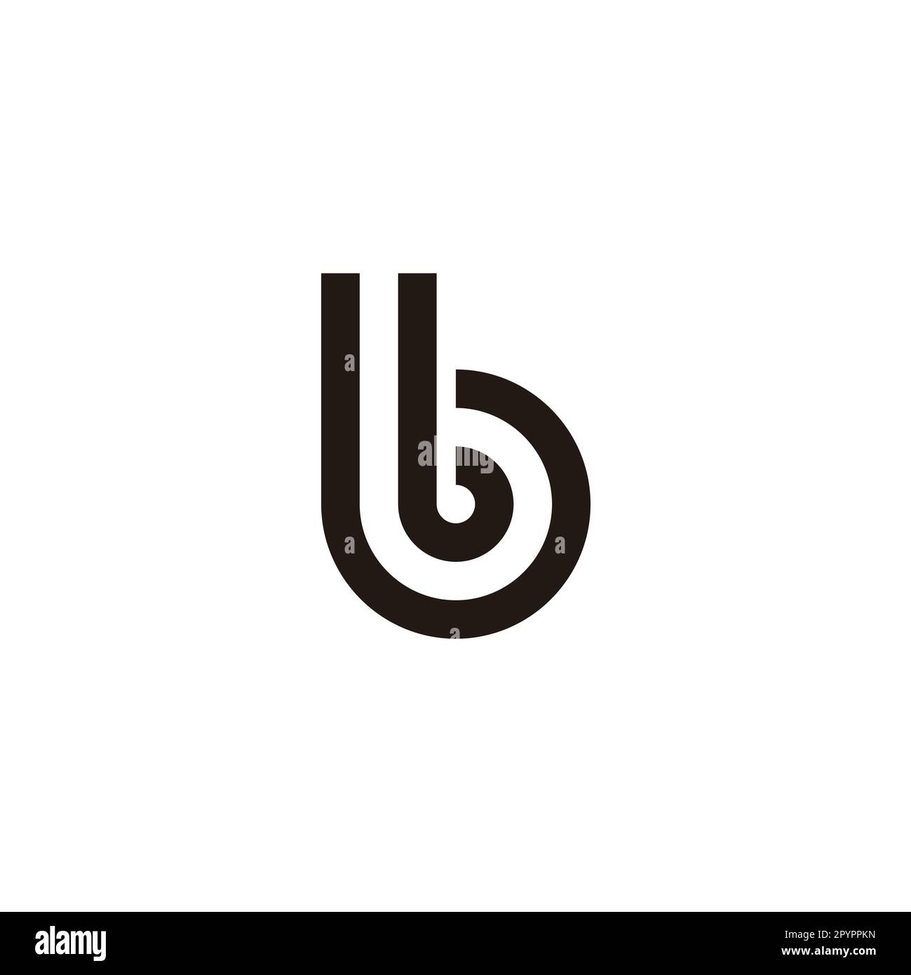 Letter b curve, outline geometric symbol simple logo vector Stock ...