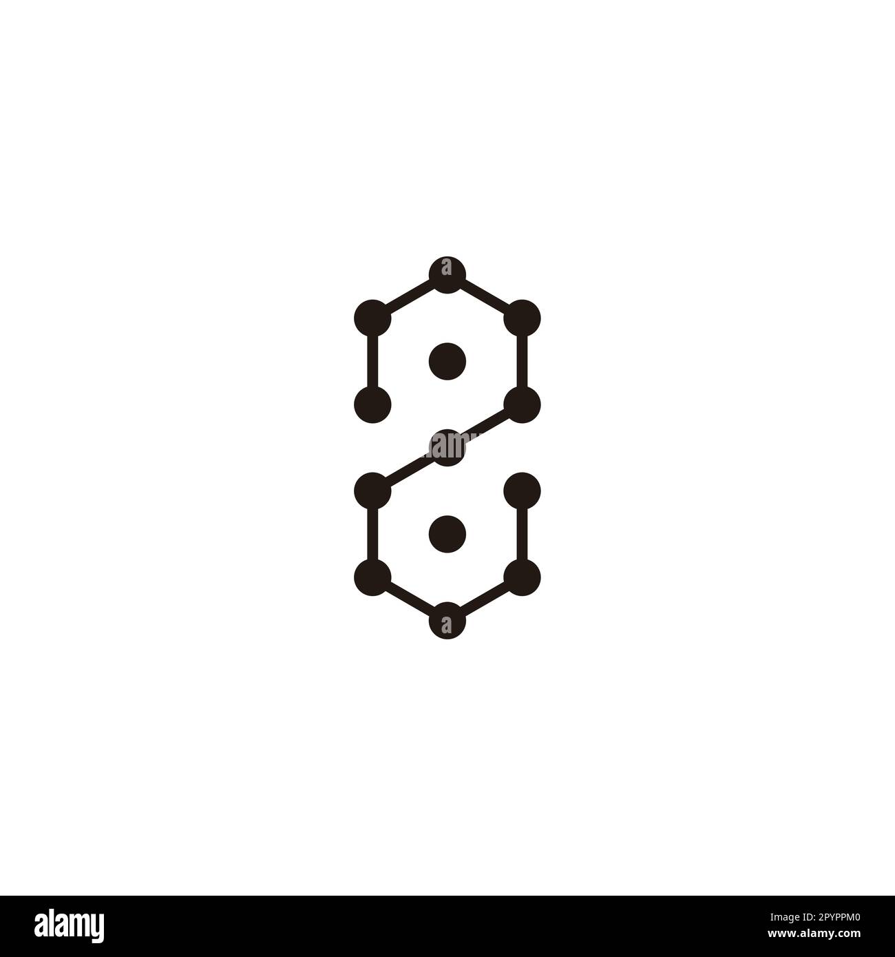 Number 2 hexagon, molecules, unique geometric symbol simple logo vector Stock Vector