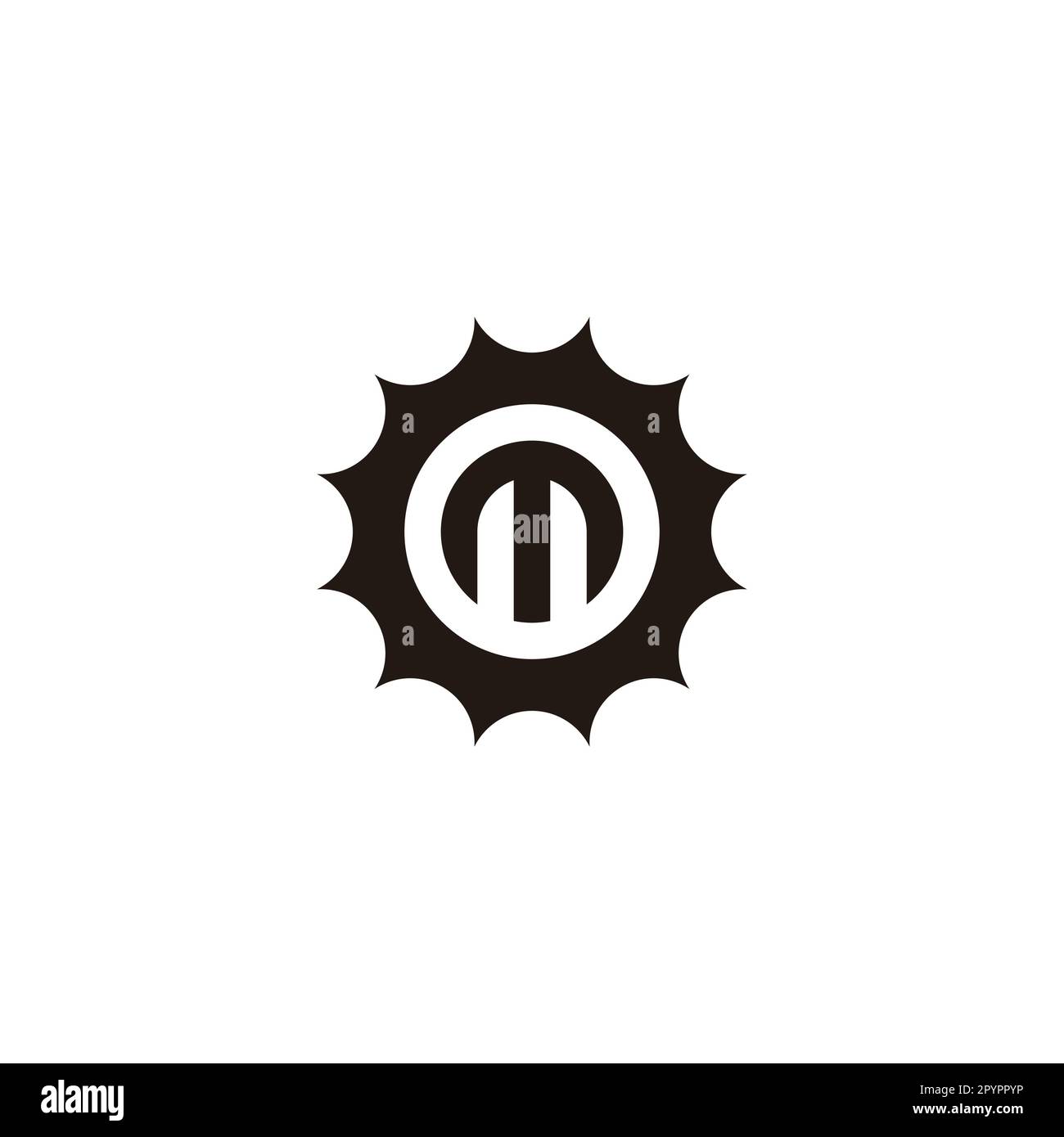 Letter m in sun, circle geometric symbol simple logo vector Stock Vector
