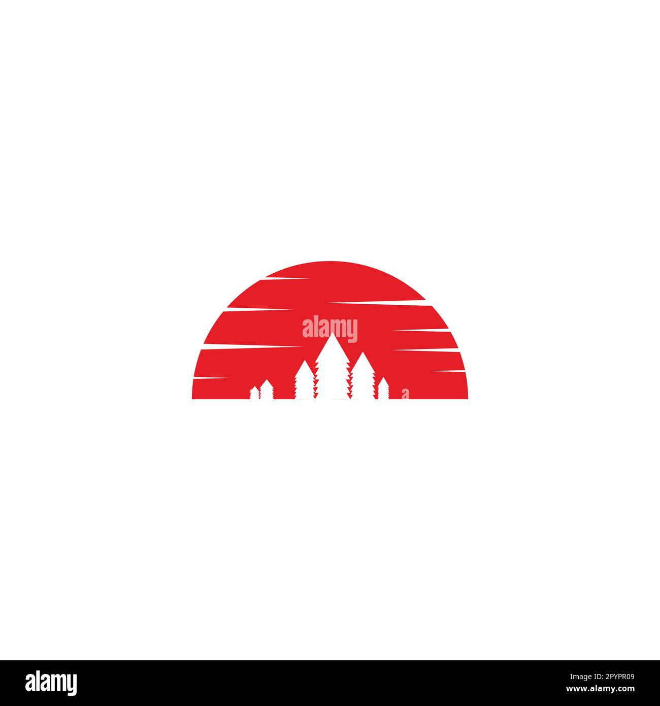 Sunset, forest geometric symbol simple logo vector Stock Vector