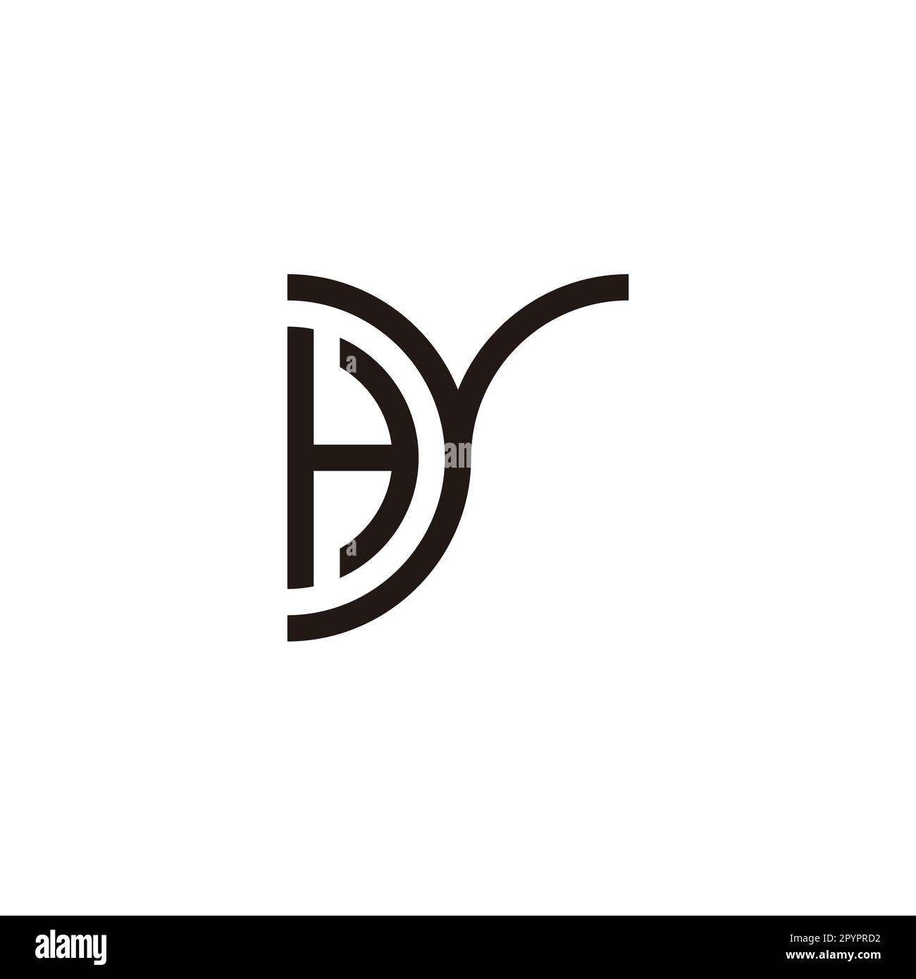 Letter Hy curve geometric symbol simple logo vector Stock Vector