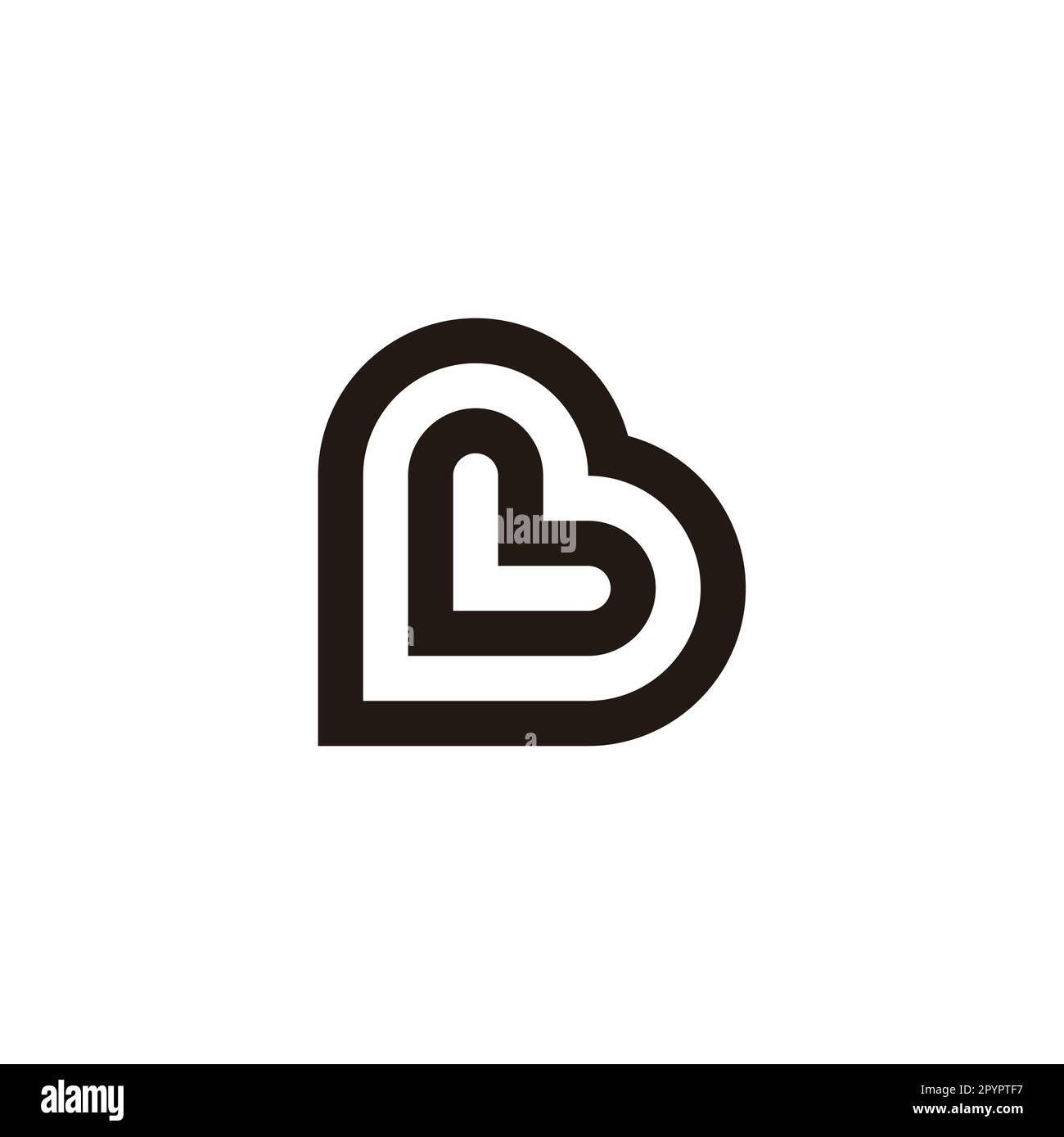 Letter L in B, linear geometric symbol simple logo vector Stock Vector