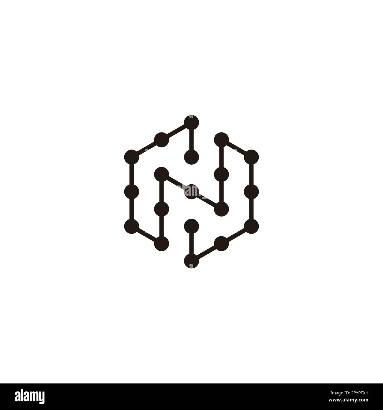 Letter N hexagon, molecules unique geometric symbol simple logo vector Stock Vector