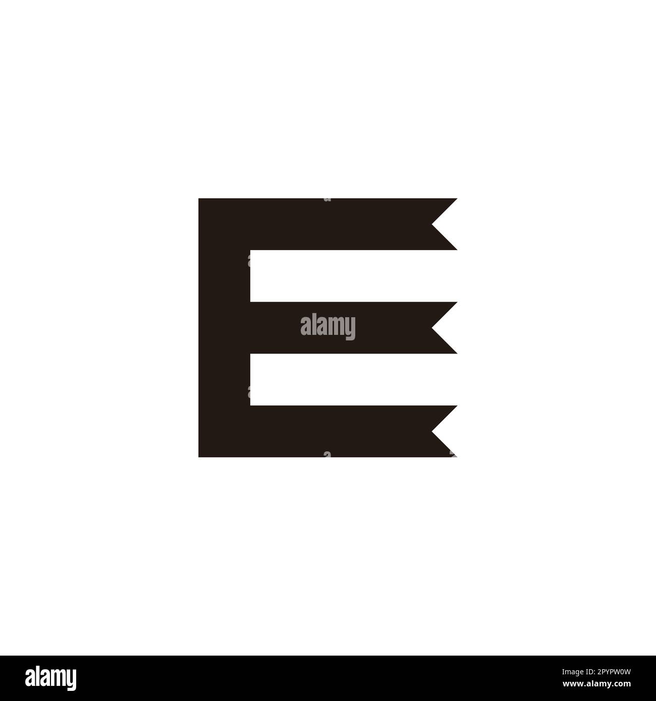 Letter E ribbon, square geometric symbol simple logo vector Stock Vector