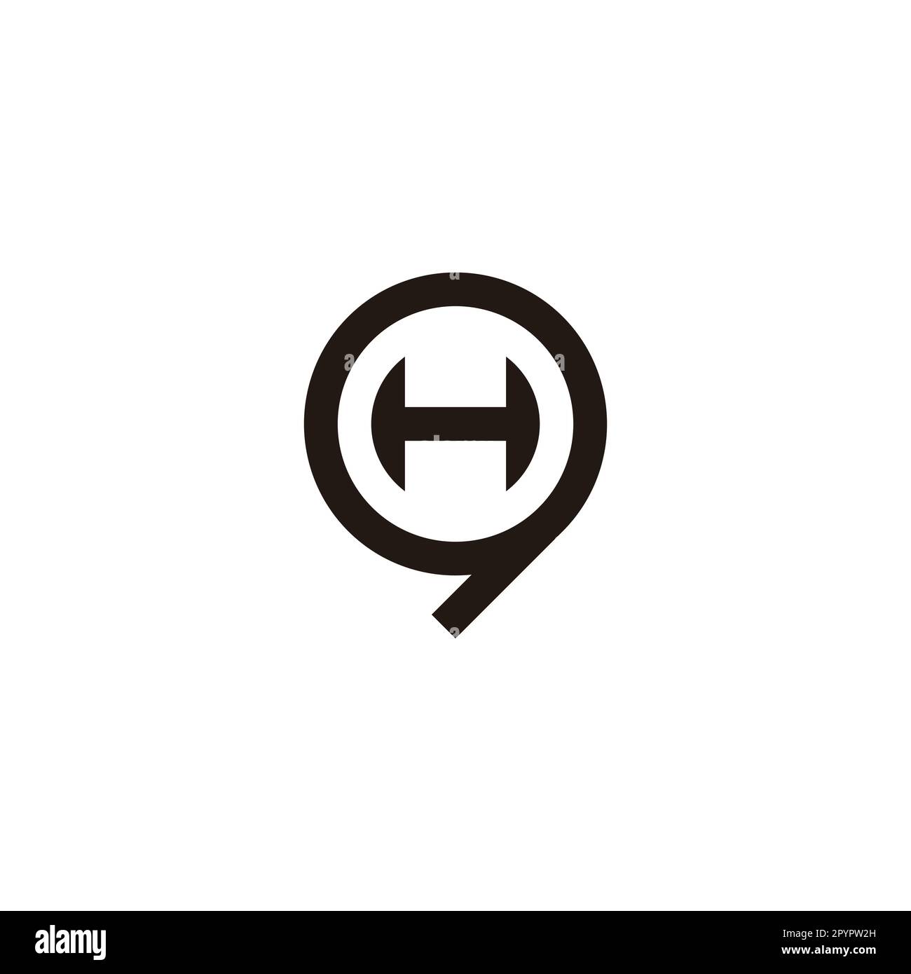 Letter H in 9, circle geometric symbol simple logo vector Stock Vector