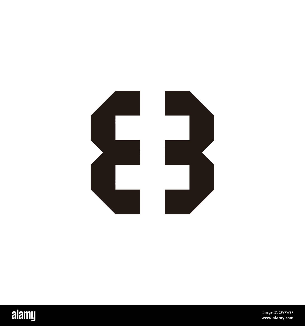 Letter E, number 3 and 8 square geometric symbol simple logo vector